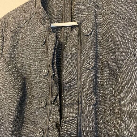 Maurices 3/4 Sleeve Military style blazer ruffled jacket sports coat dark Gray-L - Picture 3 of 10